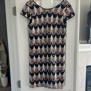 Romeo & Juliet Couture Elegant Black, Gold and Rose Gold Sequin Dress-worn once!